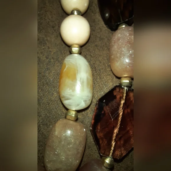 Loft Gemstone multistrand necklace signed crackle quartz faceted crystal beaded - Picture 14 of 15